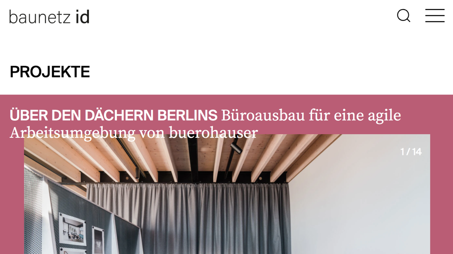 Baunetz id schreibt über unsere Innenarchitektur in unserem Berliner Büro